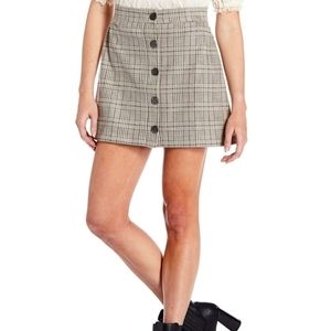New Dillard's Shabby Chic Mini Plaid Beige Skirt